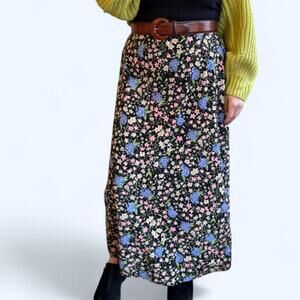 Vintage 90s floral multicolored sag harbor skirt women's size medium